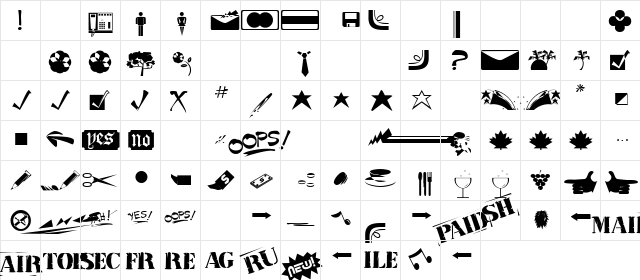 DoodleDingbatsFiveSSK Regular  glyph index