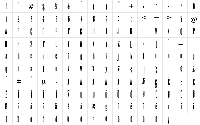 Michelle Regular  glyph index