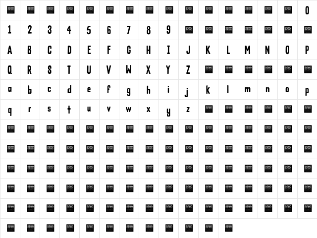 Cold Crush - Demo Regular  glyph index