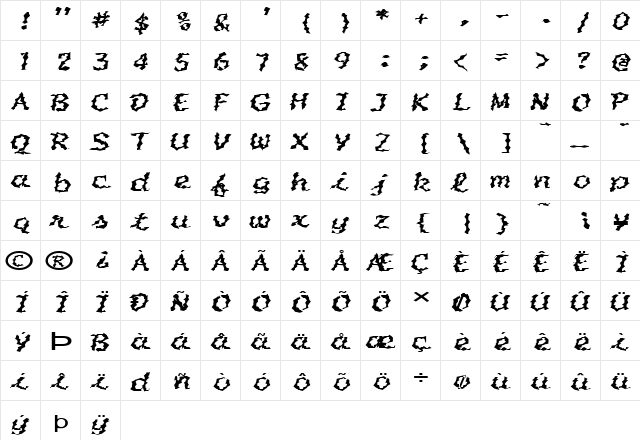 FZ WACKY 53 EX Normal  glyph index