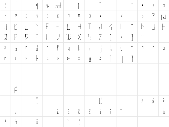elektrodisiac Regular  glyph index