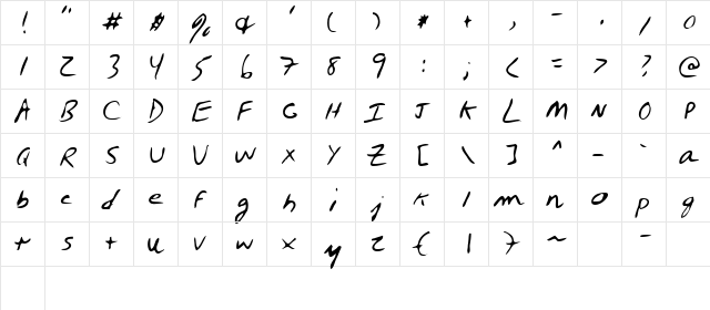 Oyster Regular  glyph index