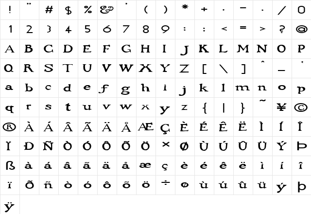 FZ JAZZY 48 EX Normal  glyph index