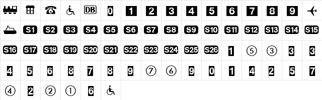 DeutscheBahnAG Regular  glyph index