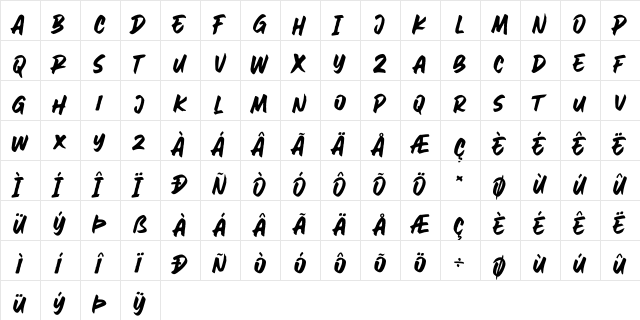 AweSomE JouRneY Regular  glyph index