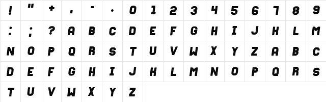 Fixation Grunged Italic  glyph index