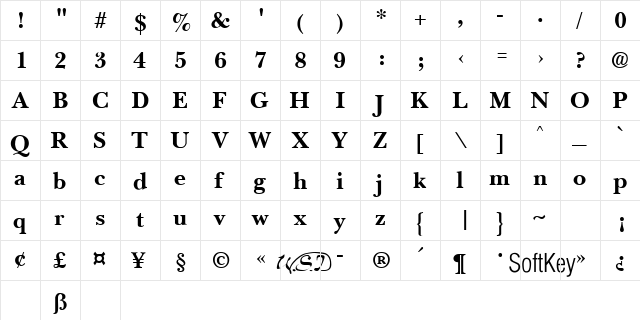 Bloodhound Bold Bold  glyph index