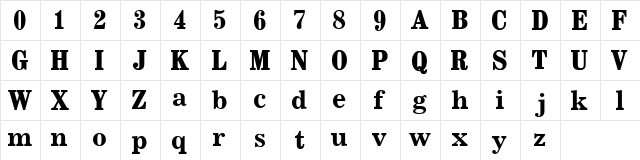 Century-Richardson Regular  glyph index