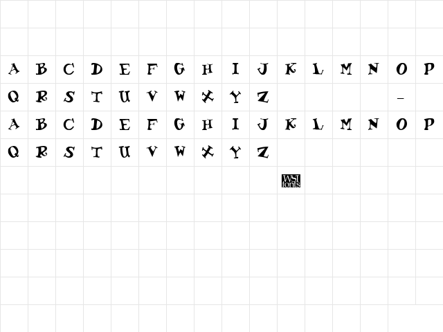 KoolKapsDisplay Regular  glyph index