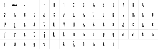 Isterburk Regular  glyph index