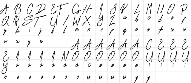 Thescound Regular  glyph index