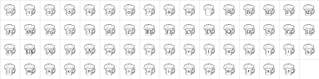 New Regular  glyph index