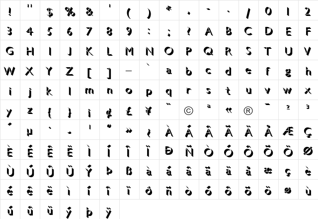 GillSansShadowed-Light Light  glyph index