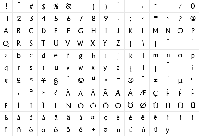 Adelon-Serial Regular  glyph index