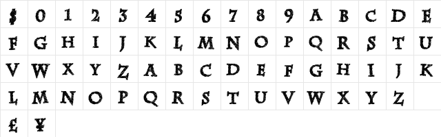 ZebraDisco Regular  glyph index