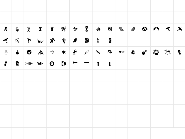 P22 Futurismo Extras Regular  glyph index