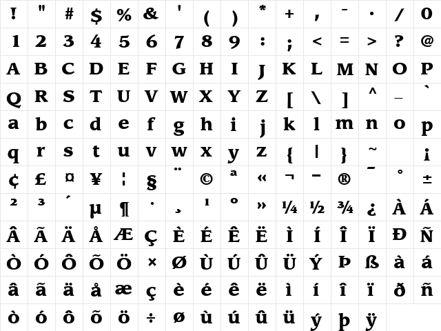 AdvisorBlackSSK Regular  glyph index