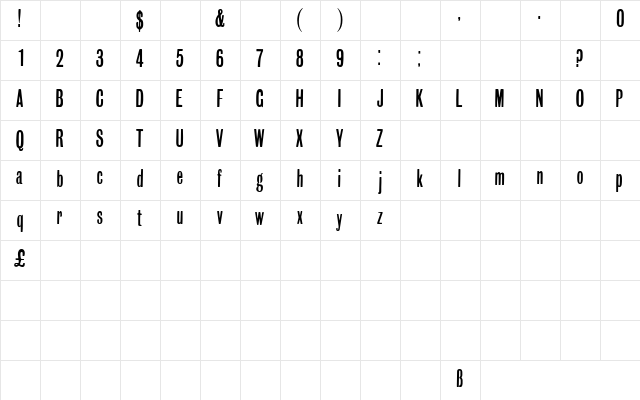 FreakE Regular  glyph index