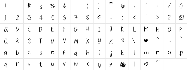 DaddysGirl Medium  glyph index