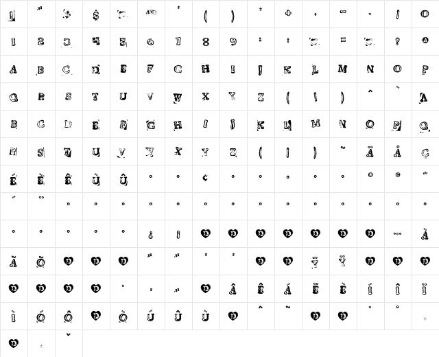 DincINK Regular  glyph index