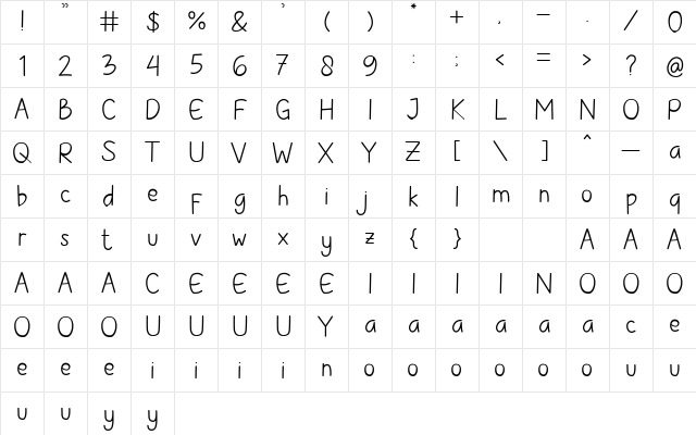 Childlet Regular  glyph index