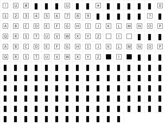 WhitneyIndexWhite SquareLt1  glyph index