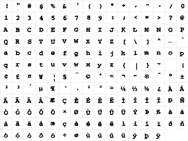 FZ WACKY 69 Normal  glyph index