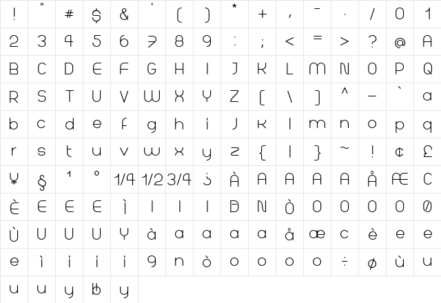 whola Regular  glyph index