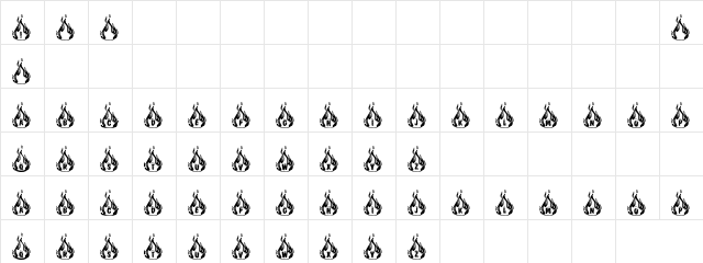 Bakayoro Regular  glyph index
