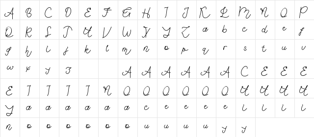 Delafinka Demo Regular  glyph index