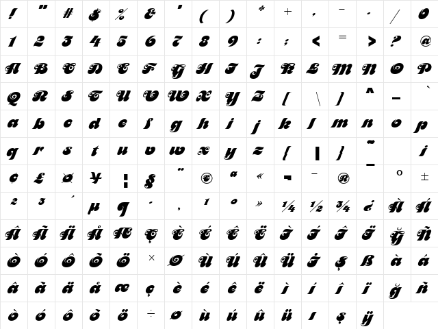 00905 Regular  glyph index