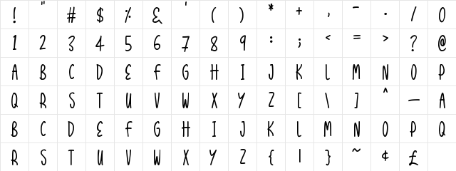 Express Yourself Regular  glyph index