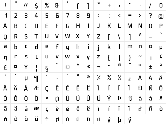 Fishmonger ER Plain  glyph index