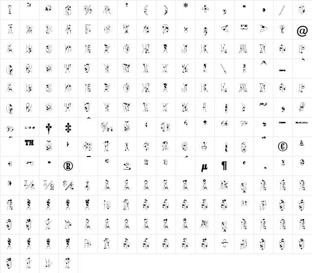 a_CalyxInkBl Regular  glyph index