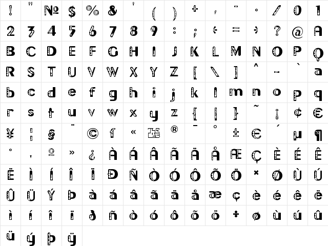 Gilgongo Doro Regular  glyph index