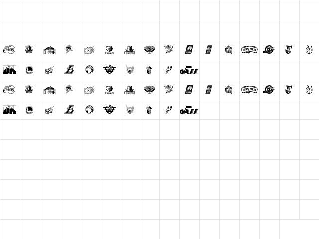NBA WEST Regular  glyph index