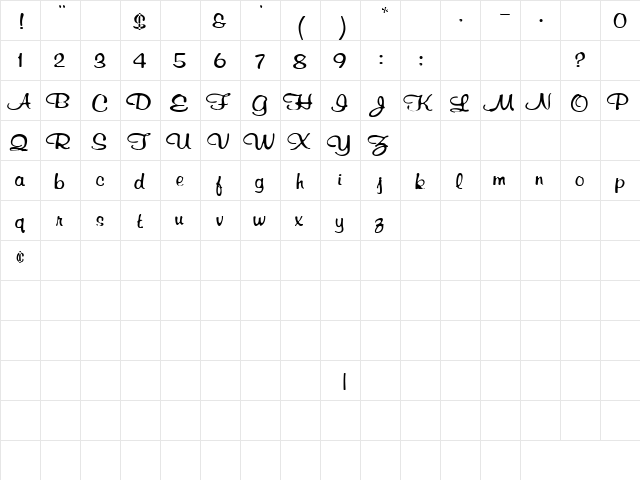 Demented 2 Regular  glyph index