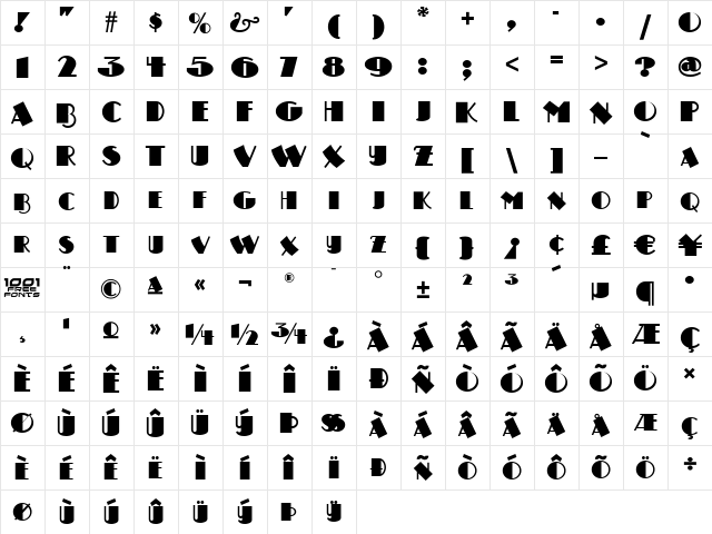 Drumag Studio NF Regular  glyph index