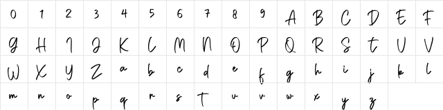 Caroline Amanda Regular  glyph index