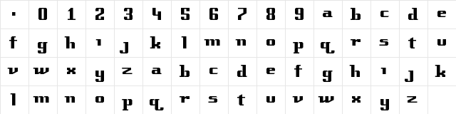 Vista Porto Regular  glyph index