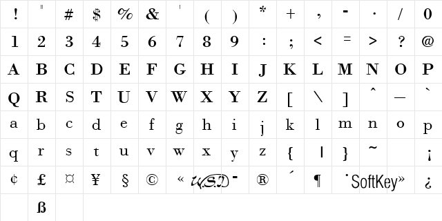 Nec Regular Regular  glyph index
