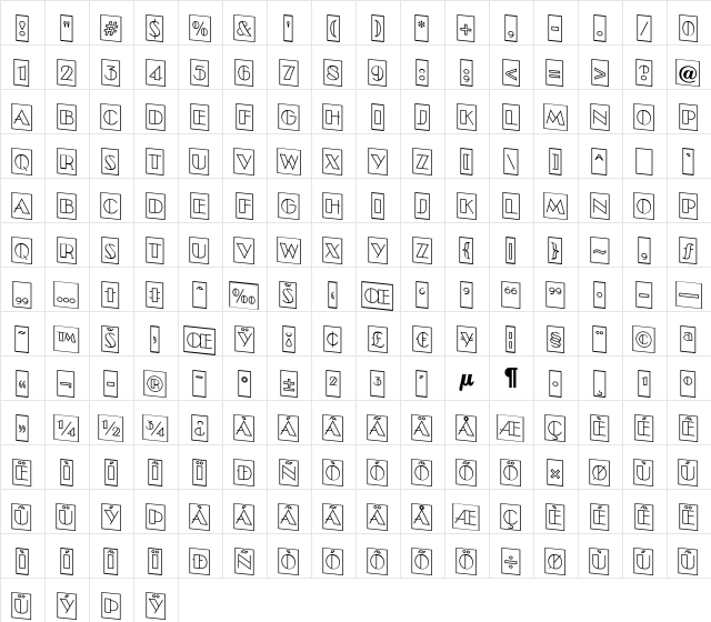 a_BentoCmOtlDn Regular  glyph index