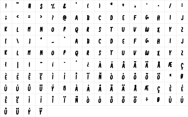 Bexirow - Personal Use Only Regular  glyph index