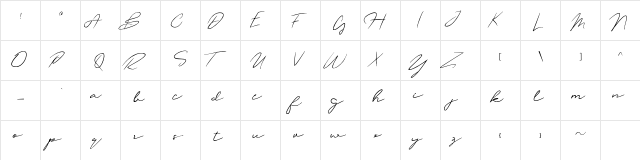 oliver quin Regular  glyph index