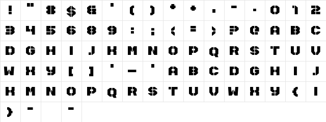 Disarmer Regular  glyph index
