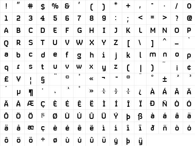 LikeBBC4Headline Regular  glyph index