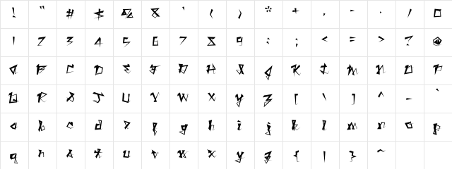 Switchblade Regular  glyph index