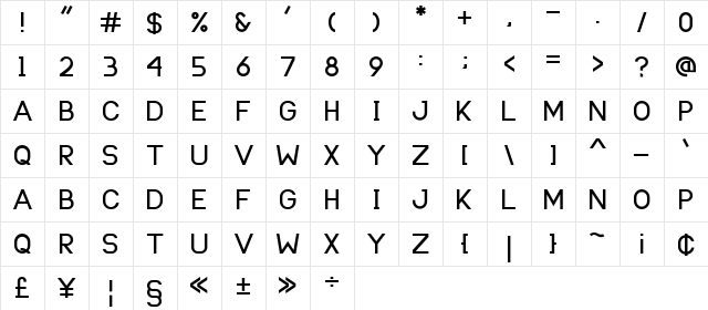 samosan Regular  glyph index