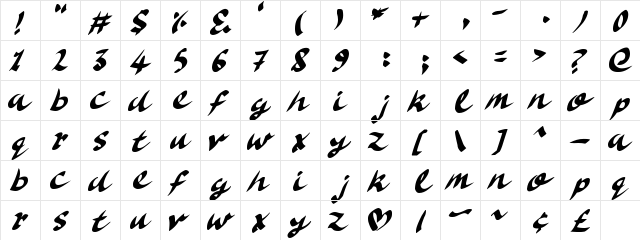 Delicious Doom Regular  glyph index