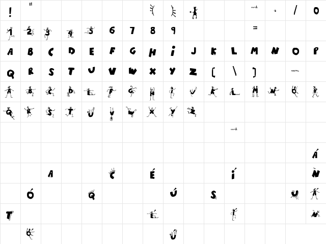 ChiquiFont Regular  glyph index